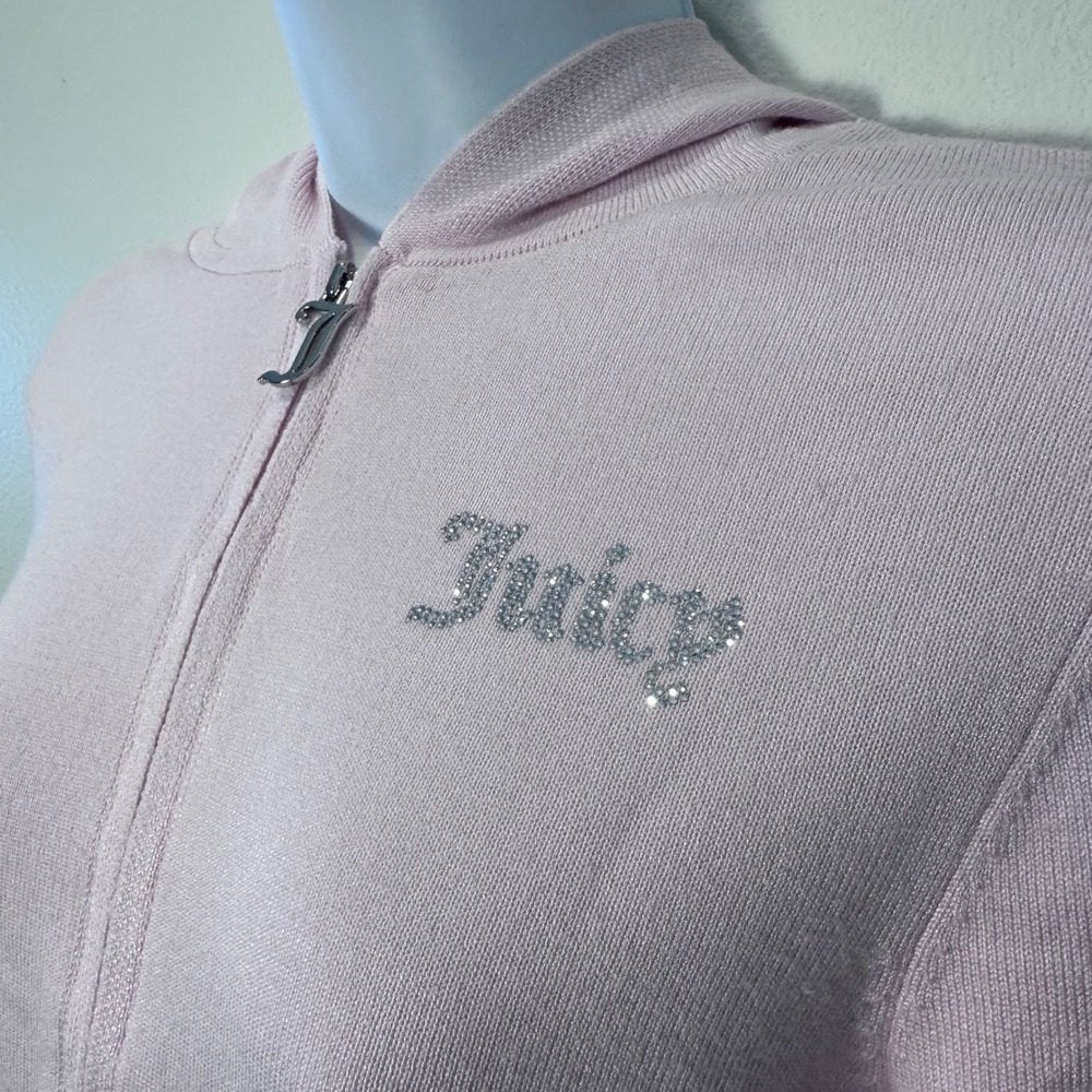 NWT Juicy Couture Baby Whisper Pink Knit Set Hoodie Pants Rhinestone Sz M